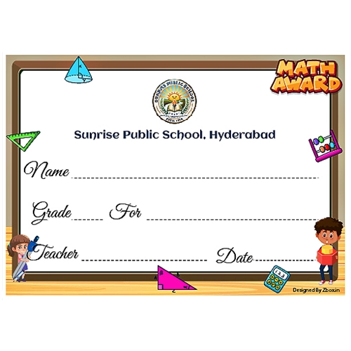 School Maths Award 5 x 7 Inches